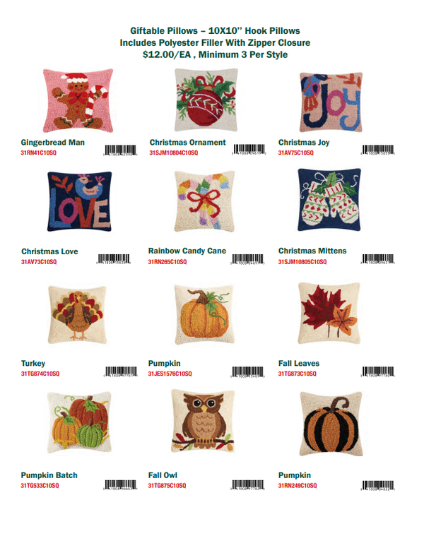 Peking Handicraft, Inc. Giftable Pillows - Holiday 2024